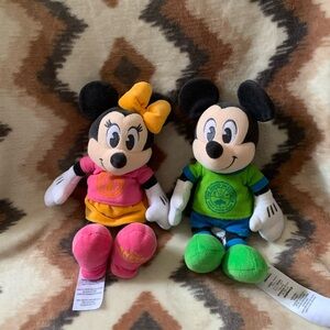 Disney Parks Animal Kingdom Dino Institute Mickey & Minnie Mouse Plush Set 15"